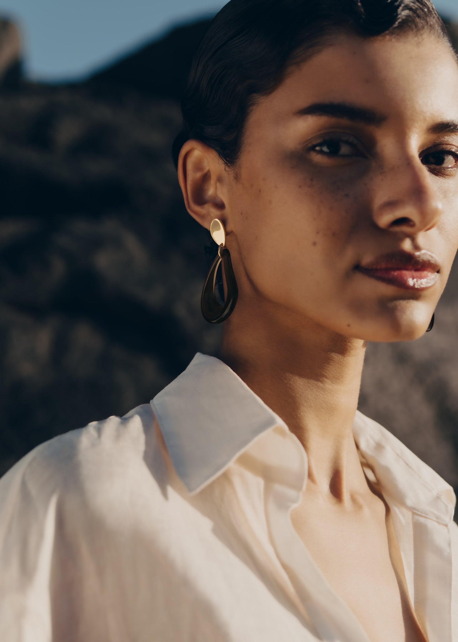 Lange Naé-øreringe - Røget glas