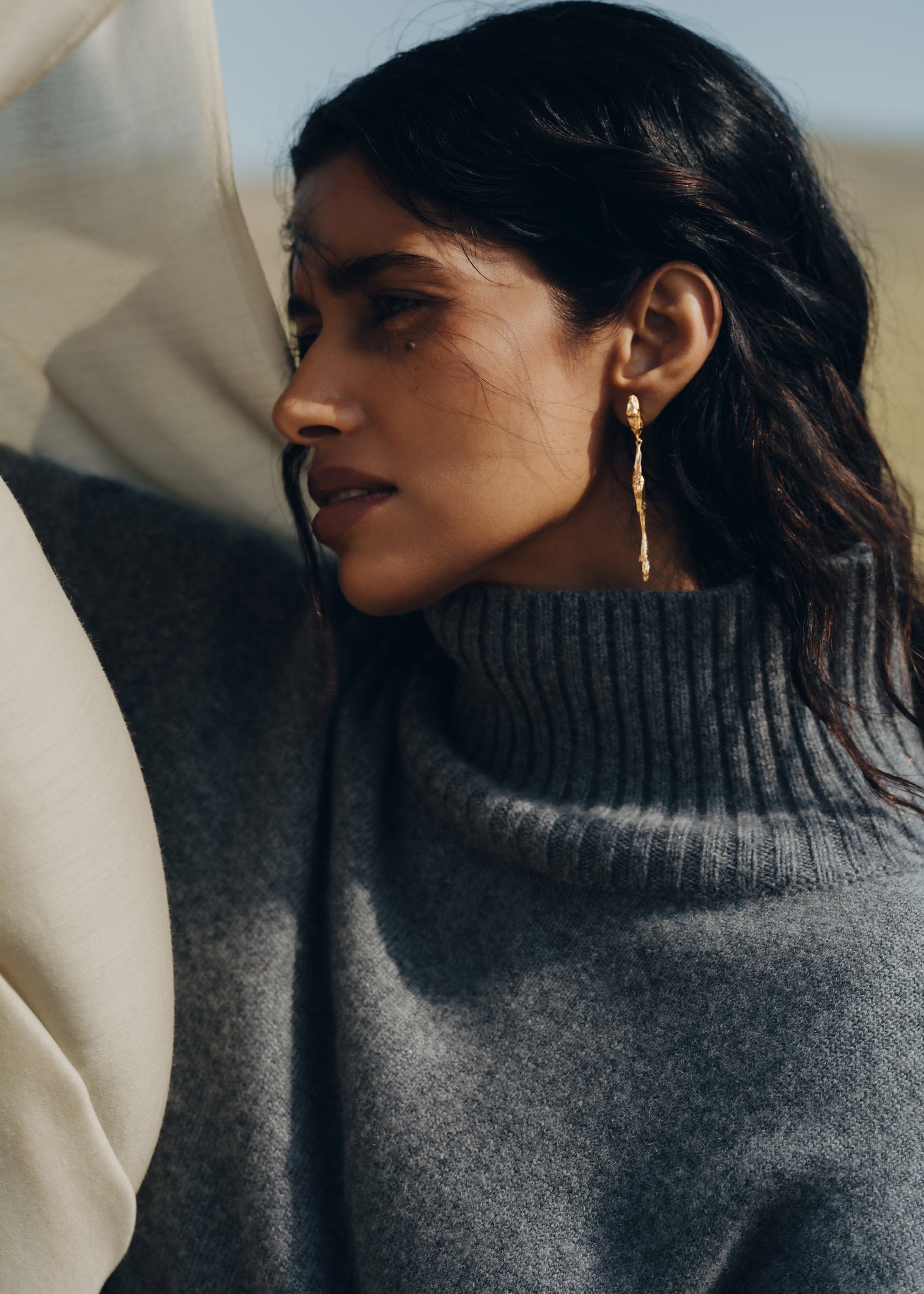 Lange Eroz-øreringe - forgyldt med 24 karat guld