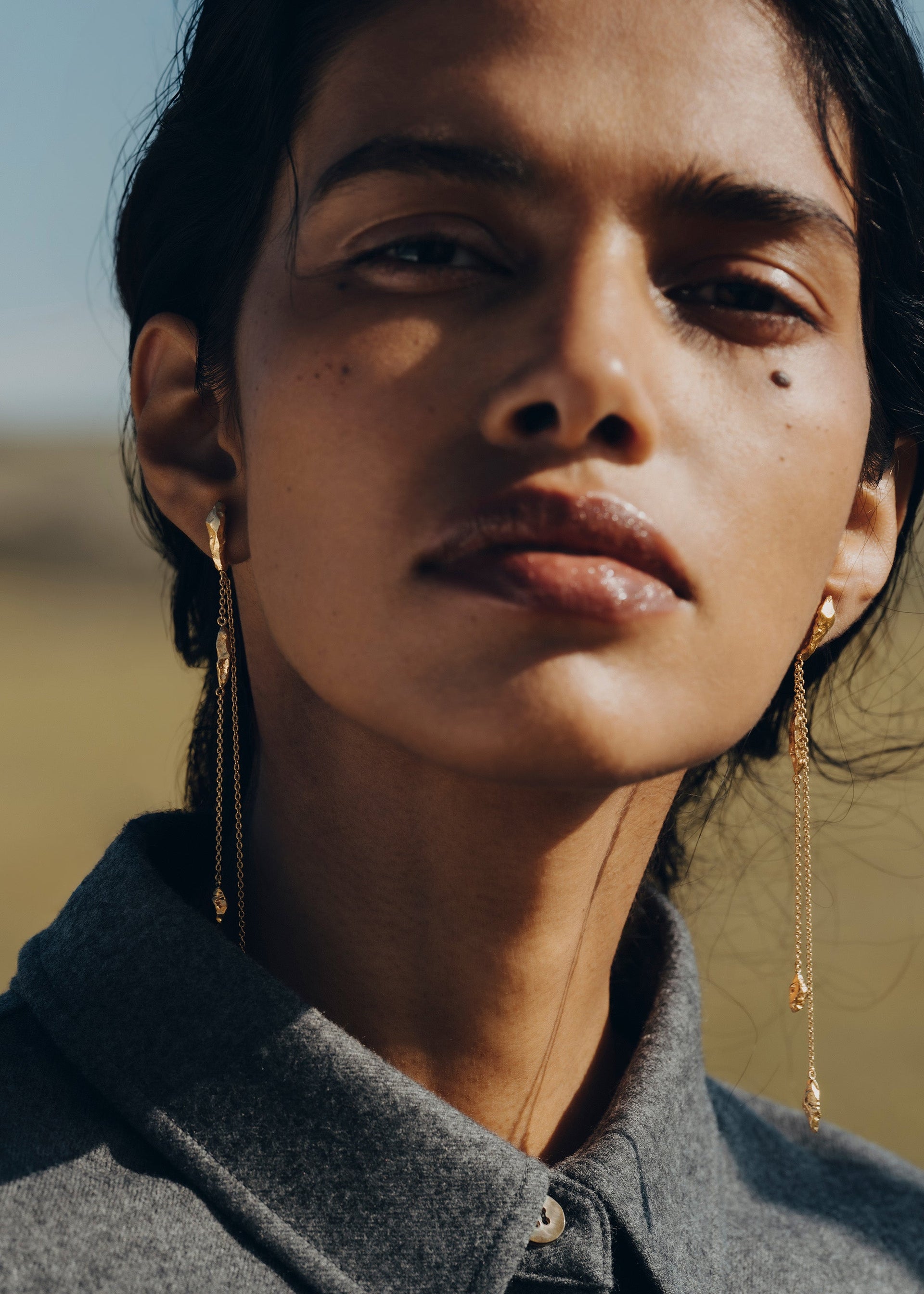 Eroz-kædeøreringe - forgyldt med 24 karat guld