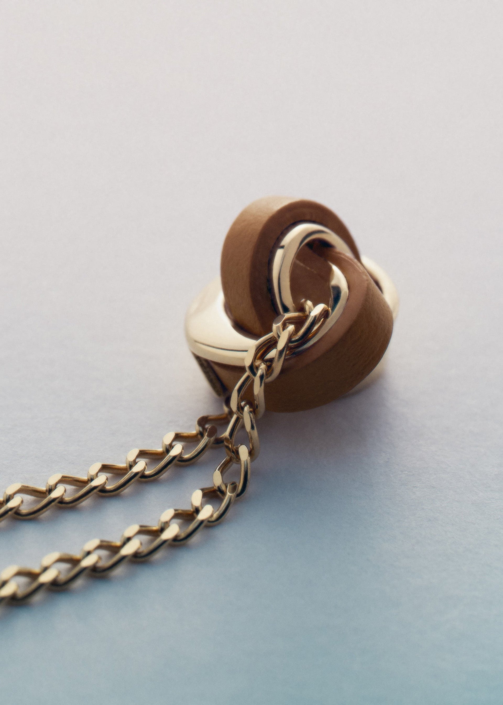 Ormé Necklace - Gold Gilded with Camel Leather