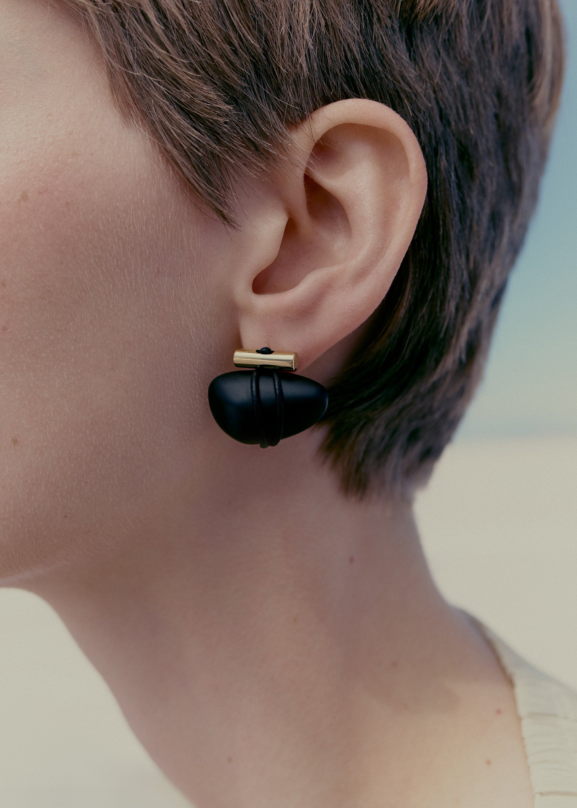 Téré-ørestikker - Sort marmor