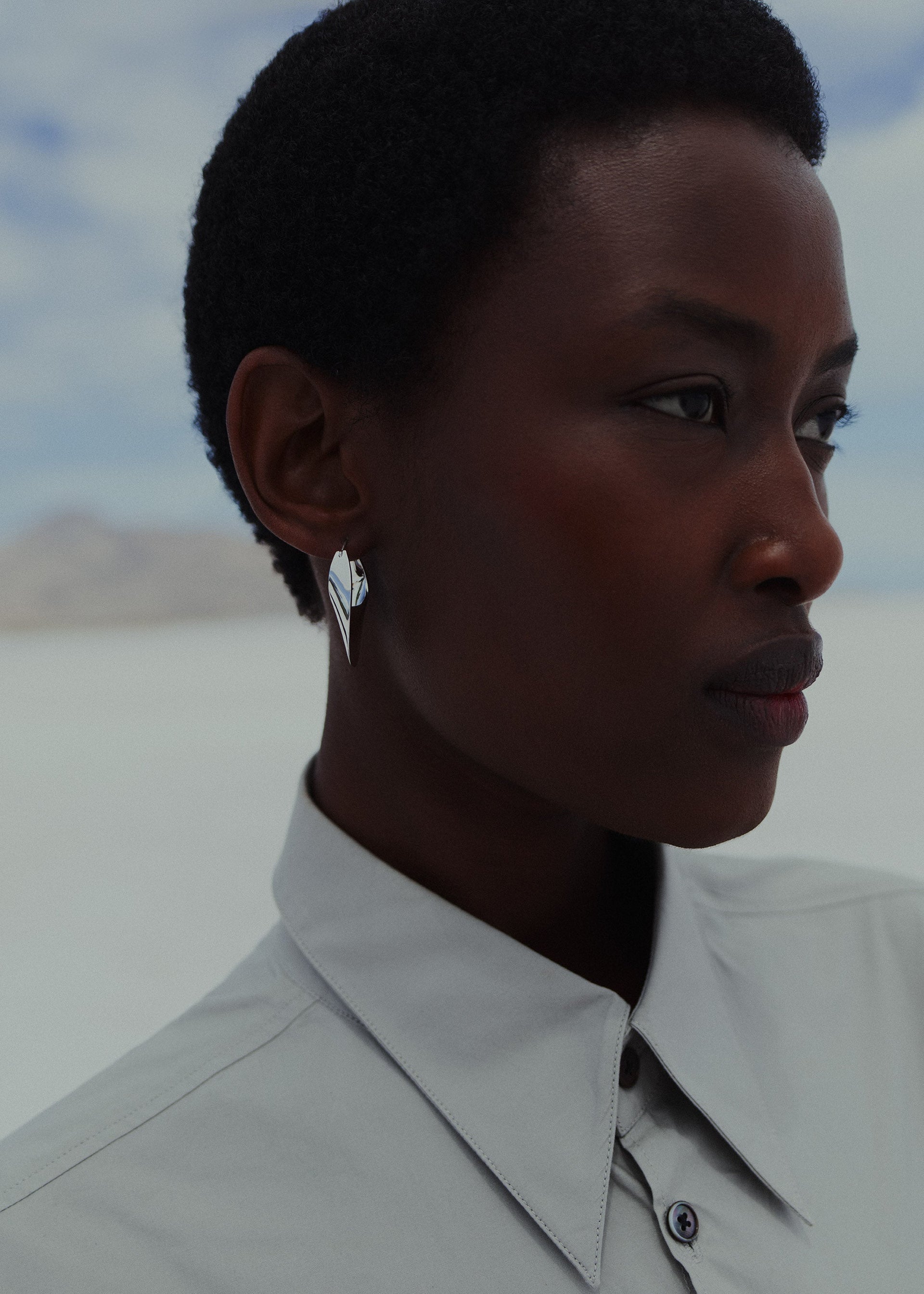 Tynde Éole-hoops - forsølvet med rhodineret messing