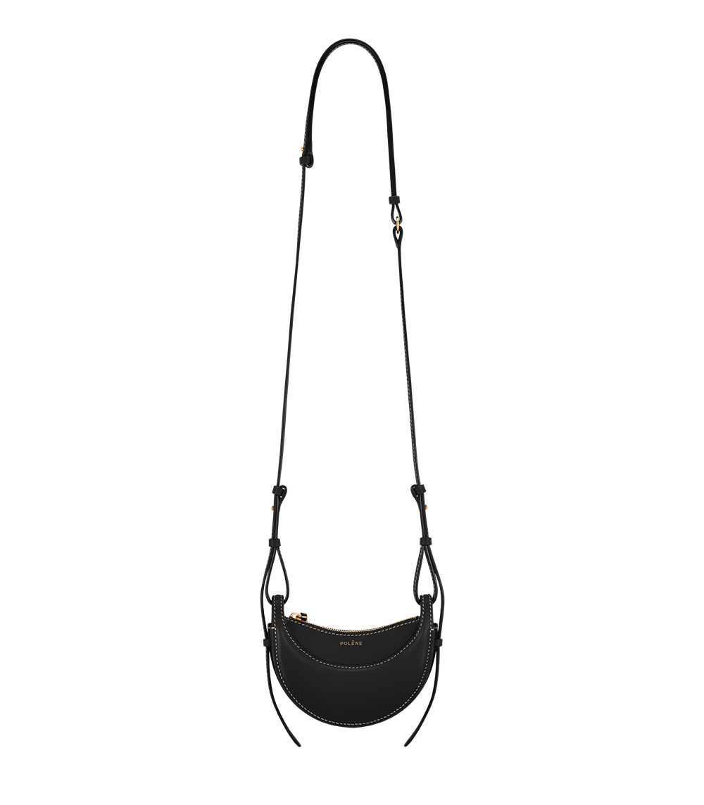 Numéro Dix Micro - Sort Glat med Råhvide Syninger